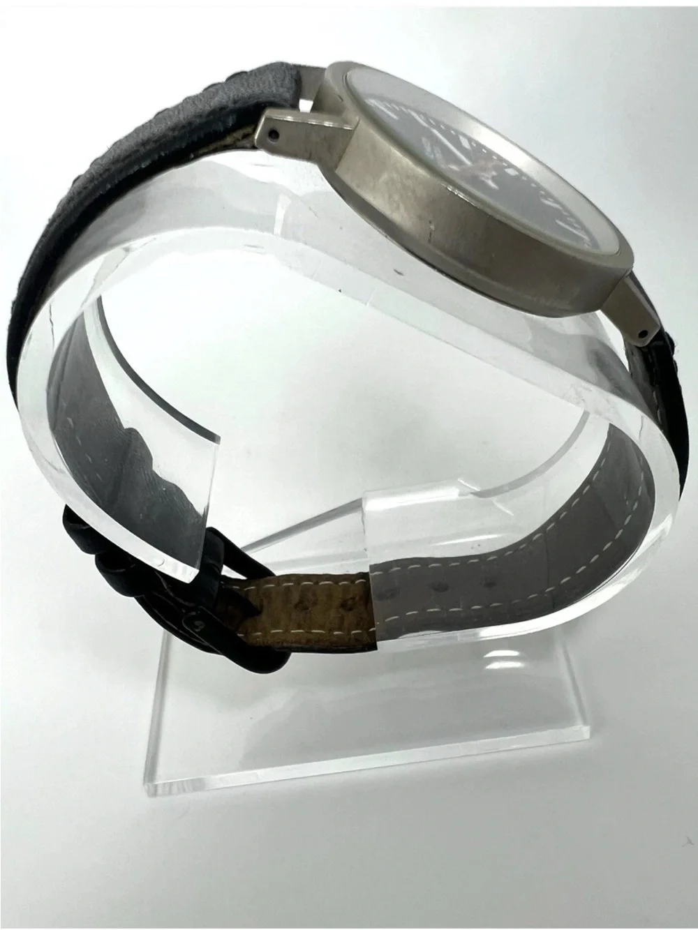 Rail Watch by Orosil Black Dial Leather Strap Watch
